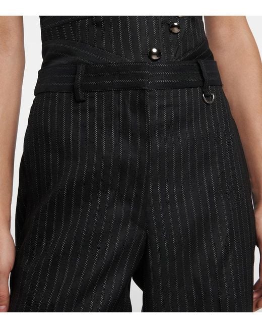 Isabel Marant Black Noanda Pinstriped Wool-Blend Straight Pants