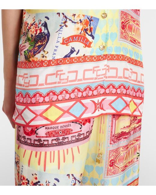 Camilla Red Collage Kingdom Silk Bowling Shirt