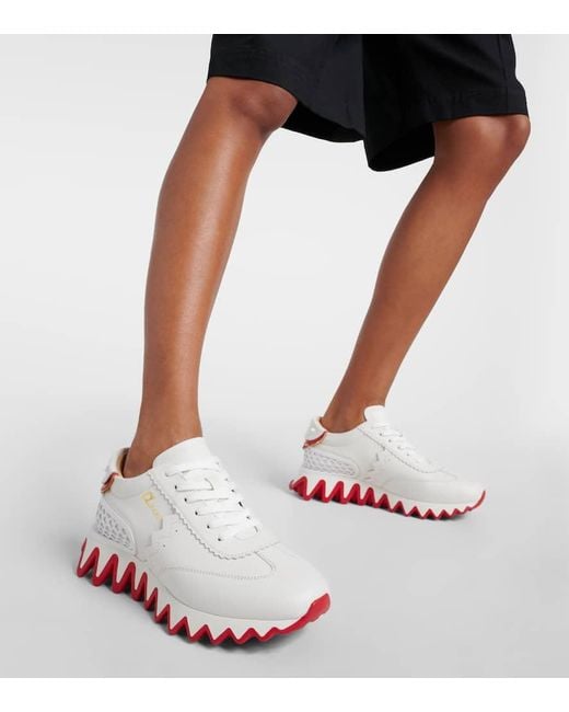 Christian Louboutin Loubi Shark Sneakers Aus Leder Und Stretch-material in White für Herren