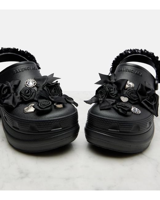 Balenciaga Black X Crocs Jibbitz Platform Mules