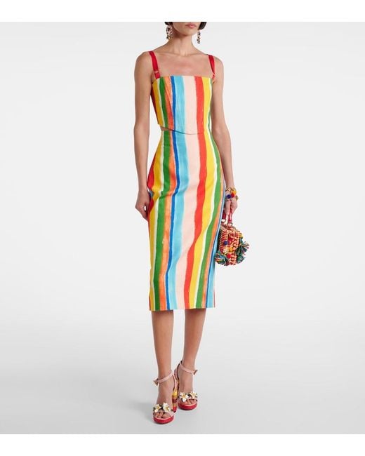 Dolce & Gabbana White Striped Cotton-Blend Tank Top
