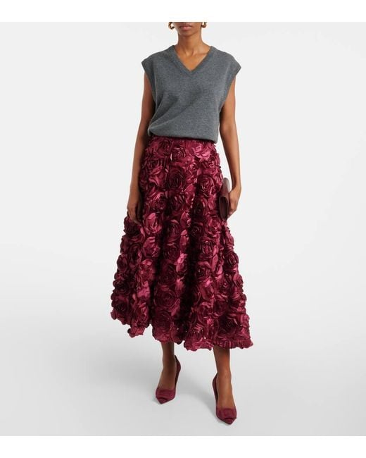 Jupe Longue Sun A Taille Haute A Fleurs ROTATE BIRGER CHRISTENSEN en coloris Red