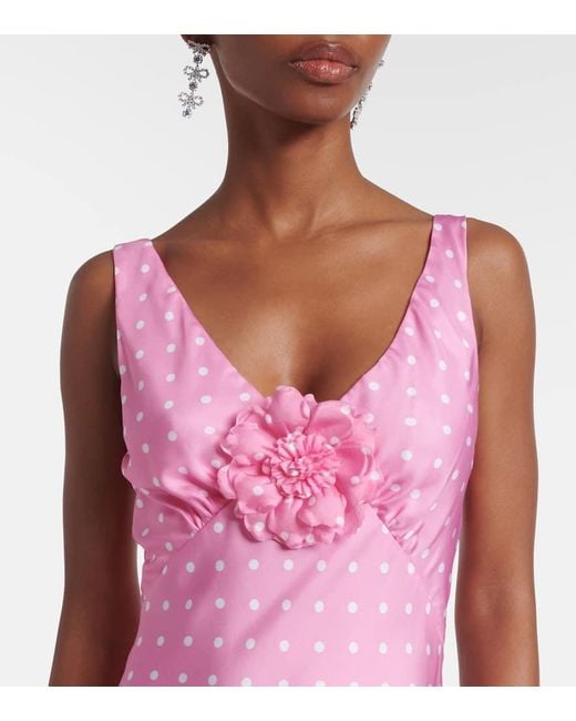 Rodarte Pink Floral-Applique Silk Twill Gown
