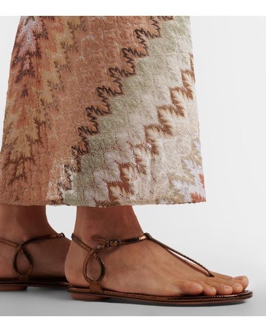 Aquazzura Brown Almost Bare Leather Thong Sandals