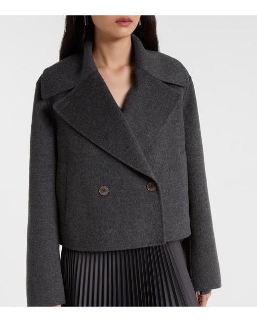 Joseph Black Cropped Wool And Cashmere Peacoat