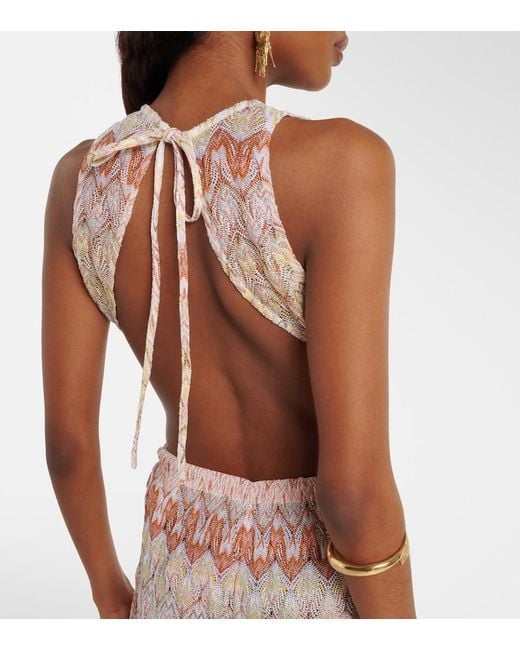 Missoni Natural Open-Back Lame Jumpsuit
