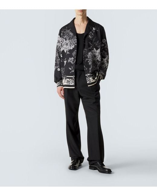 Dolce & Gabbana Black Floral Polka-Dot Silk Shirt for men