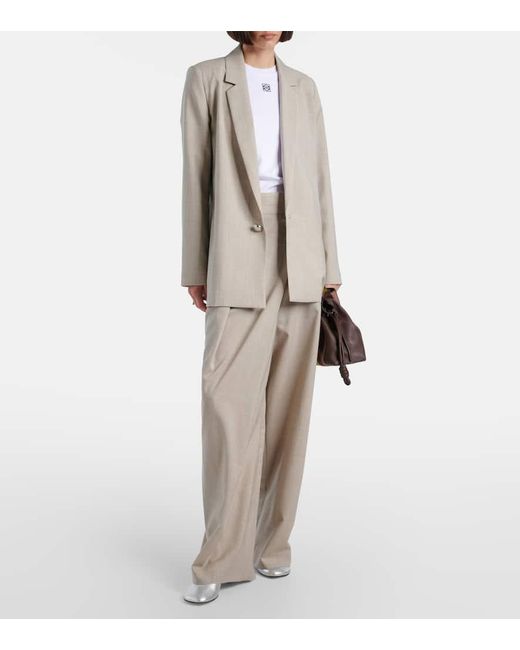 Pantaloni Asimmetrici A Gamba Larga di Loewe in Natural