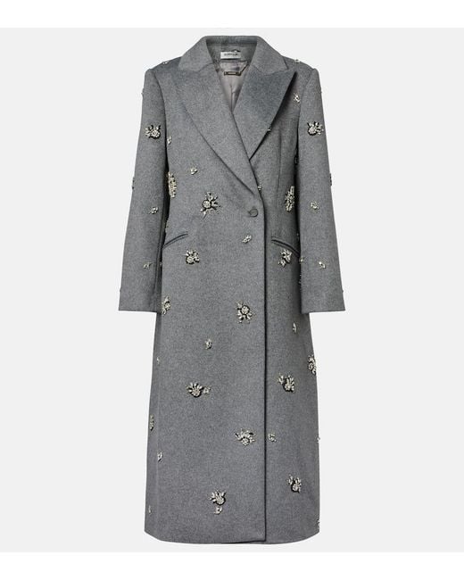 Jonathan Simkhai Gray Gianni Embellished Wool-Blend Coat