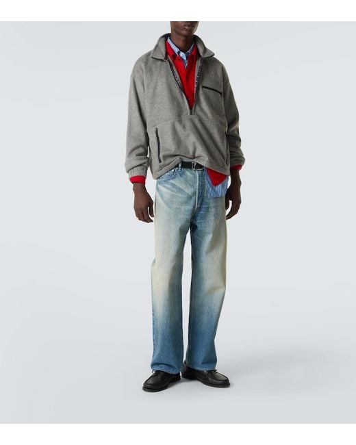 Auralee Blue Faded Wide-Leg Jeans for men