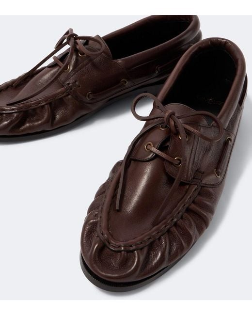 Saint Laurent Brown Le Loafer Bateau Leather Boat Shoes for men