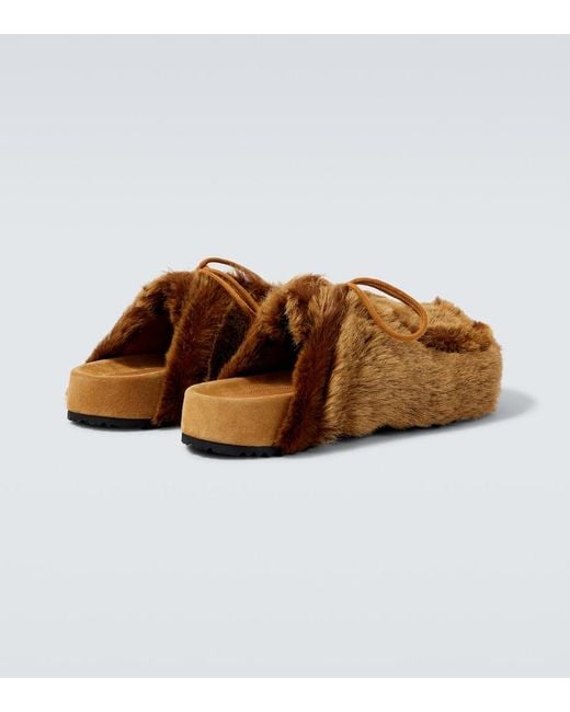 Dries Van Noten Brown Shearling Clogs for men