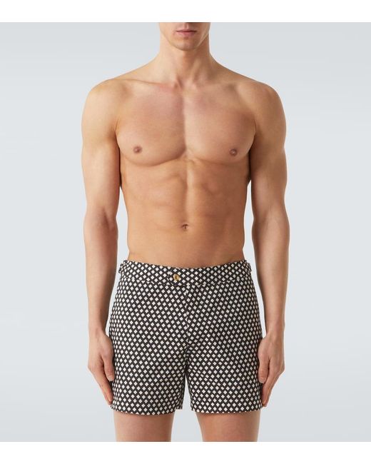 Tom Ford Black Checked Swim Trunks for men