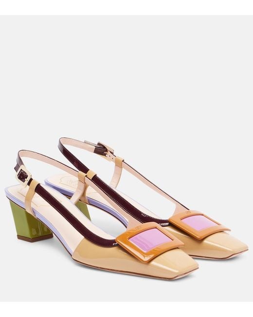 Roger Vivier Pink Belle Vivier 45 Leather Slingback Pumps