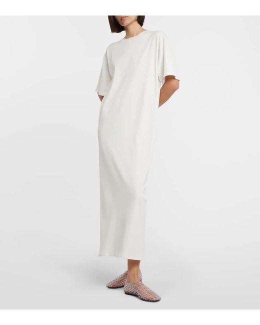 The Row White Gitu Knitted Midi T-Shirt Dress