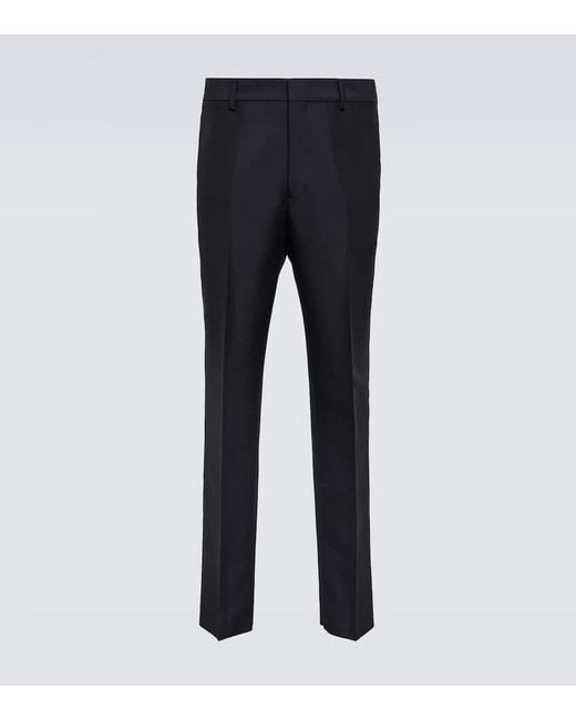 Prada Schmale Hose Aus Mohair Und Wolle in Blue für Herren