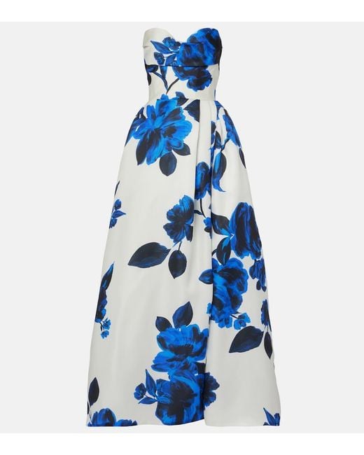 Monique Lhuillier Blue Robe Aus Seide