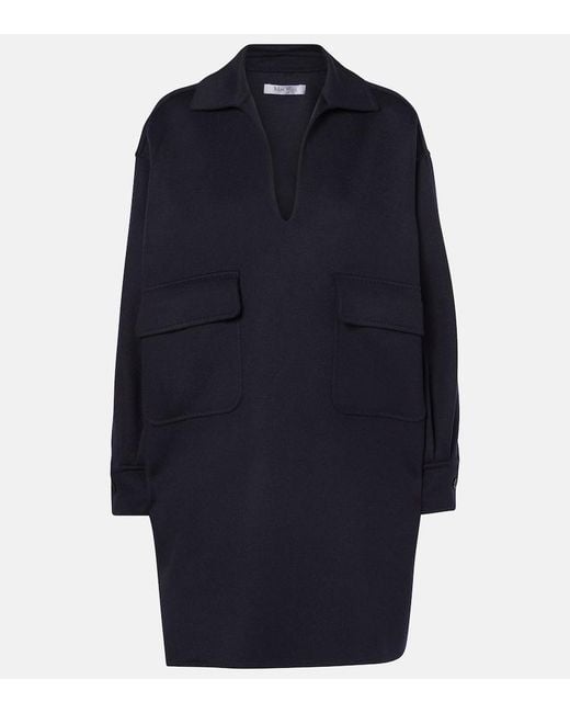Max Mara Blue Pinna Wool Minidress