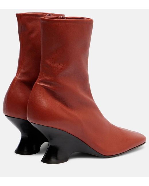 Dries Van Noten Red 75 Leather Ankle Boots