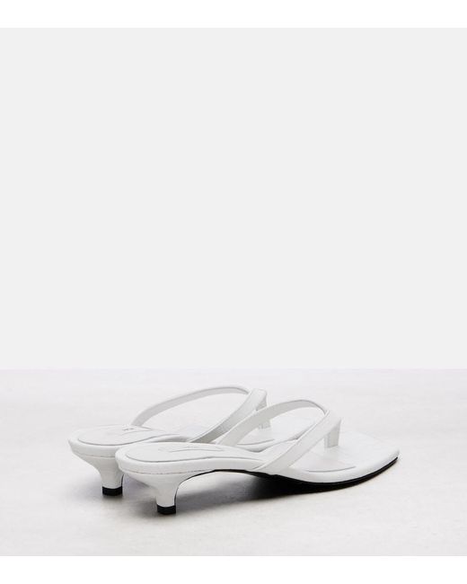 Totême White Croc-Effect Leather Thong Sandals