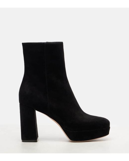 Gianvito Rossi Black Daisen 95 Suede Platform Ankle Boots