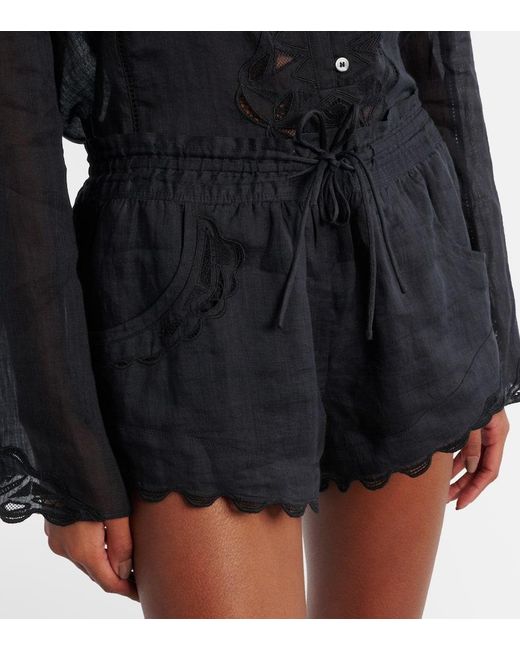 Short Lola En Ramie A Broderies Anglaises Isabel Marant en coloris Black