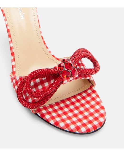 Mach & Mach Red Double Bow 85 Gingham Mules