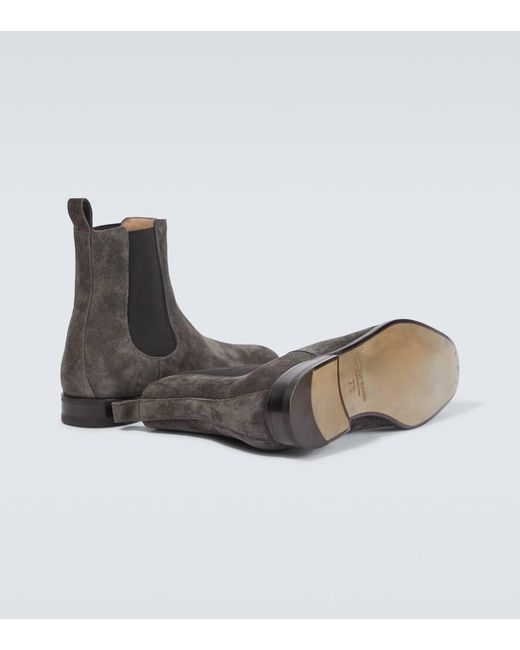 Manolo Blahnik Gray Delsa Suede Chelsea Boots for men