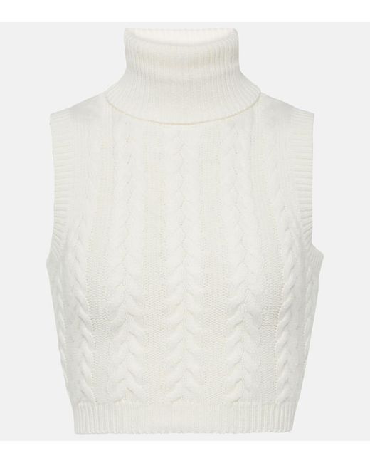 Max Mara White Oscuro Wool And Cashmere Turtleneck Top
