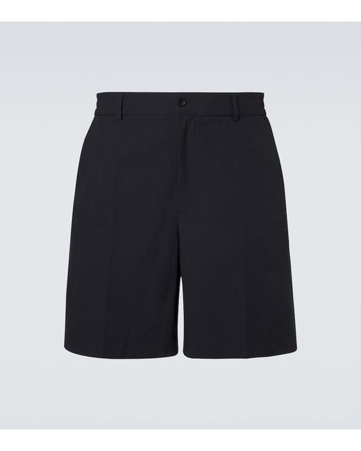 Moncler Blue Leather-Trimmed Seersucker Shorts for men