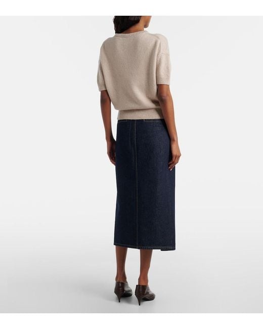 Khaite Blue Anden Denim Midi Skirt