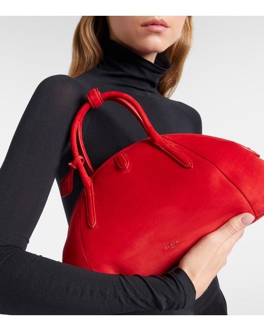 Alaïa Red Purse Small Suede Top-Handle Bag