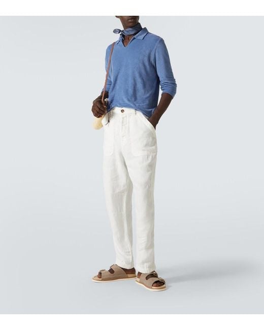 Fedeli Blue Peter Cotton Terry Polo Shirt for men