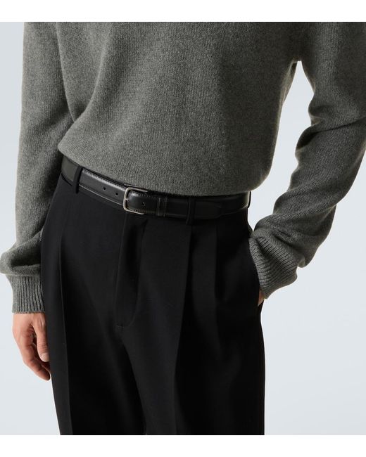 The Row Black Classic Leather Belt for men