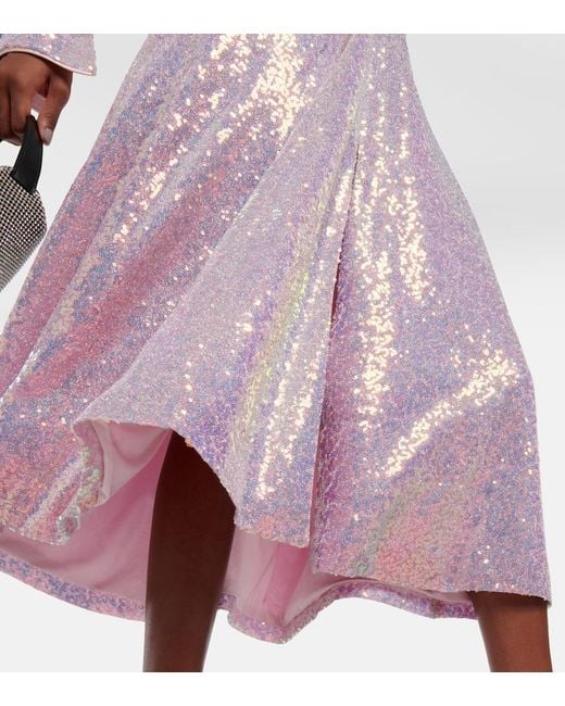Abito Midi Con Volant E Paillettes di ROTATE BIRGER CHRISTENSEN in Pink