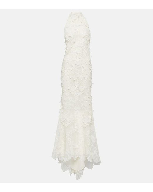 Vestido de fiesta de encaje de mezcla de algodon Alexander McQueen de color White