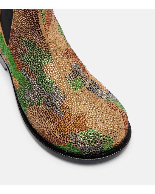 J.W. Anderson Green Camouflage Embellished Suede Chelsea Boots