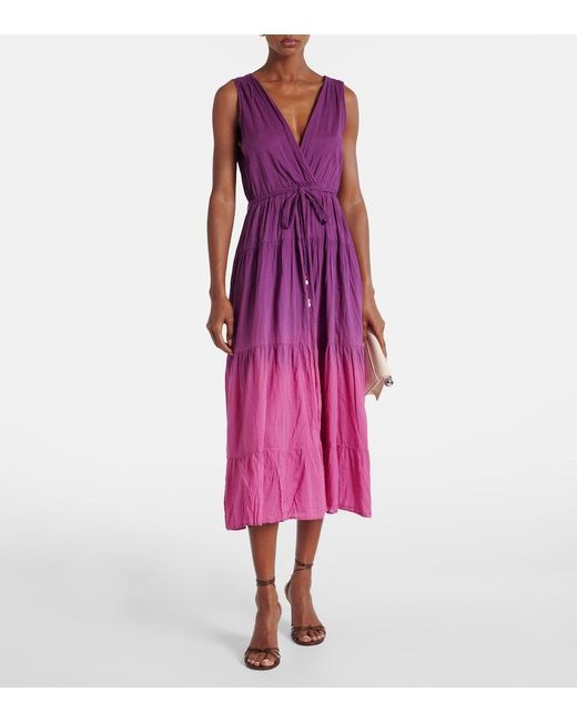 Velvet Purple Marilyn Cotton Voile Midi Dress