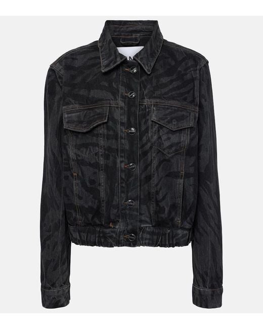 Ganni Black Printed Denim Jacket