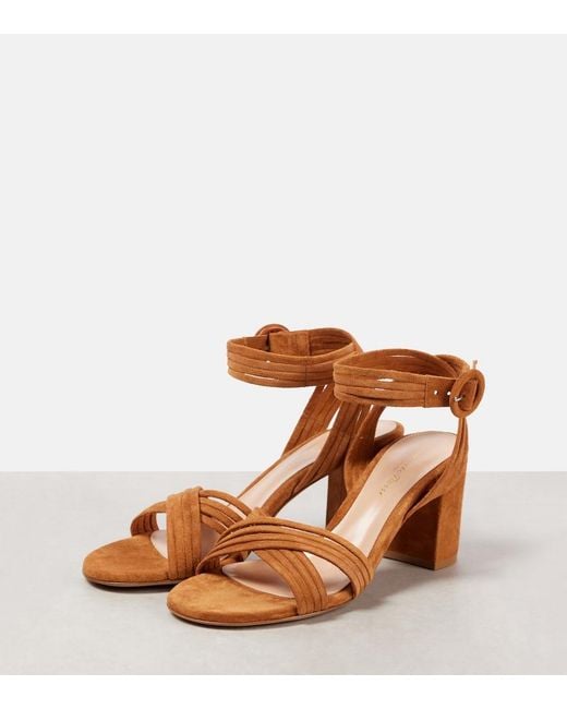 Gianvito Rossi Brown Lianne Criss-Cross 70 Suede Sandals