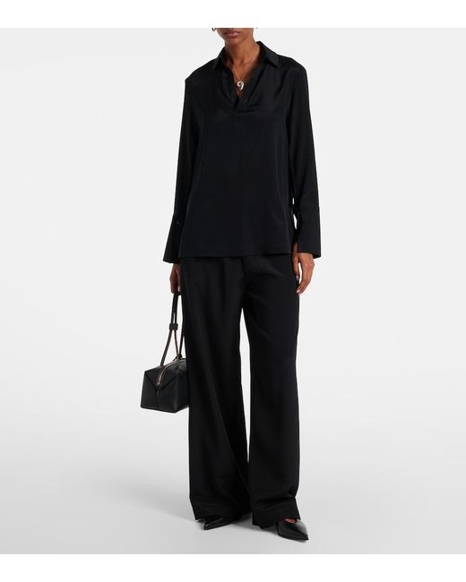Max Mara Black Dover Silk-Blend Cady Blouse