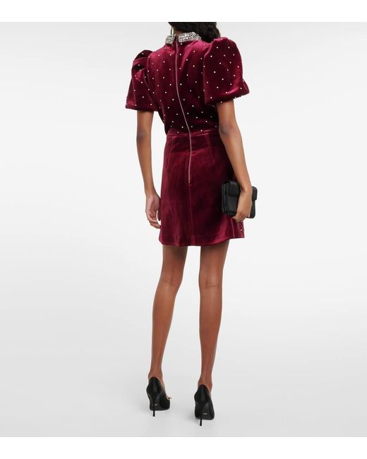 Rebecca Vallance Red Vanessa Embellished Velvet Minidress