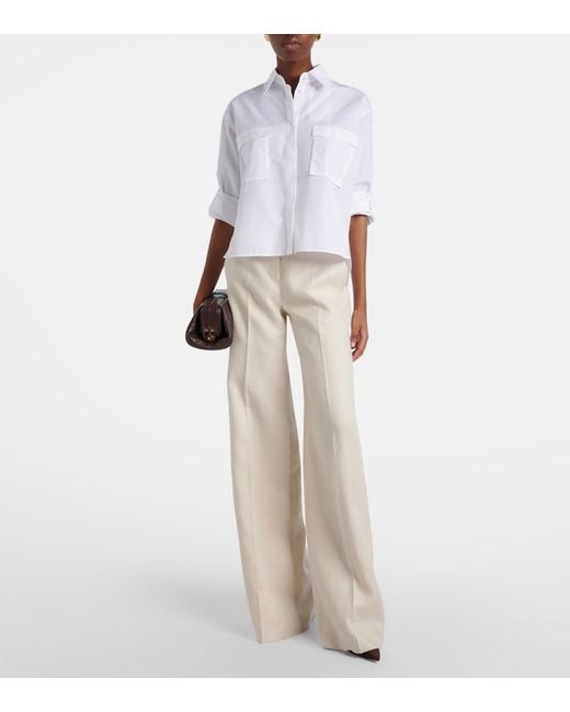 Max Mara Natural Badesse High-Rise Linen Wide-Leg Pants