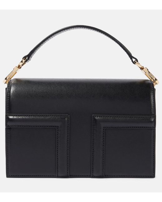 Totême  Black T-Flap Mini Leather Crossbody Bag
