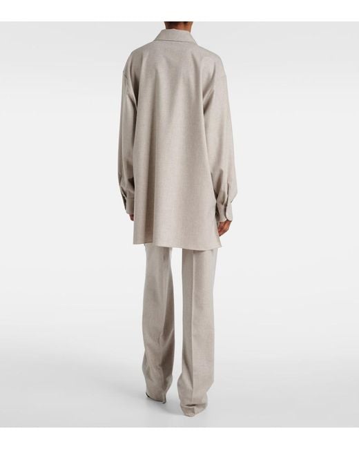 The Row White Komako Wool And Cashmere Shirt