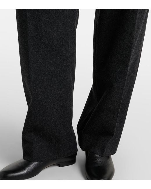 Totême Black Wool-Blend Flannel Straight Pants