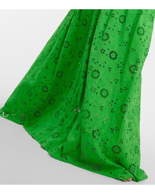 Falda larga de punto calado de algodon Carolina Herrera de color Green
