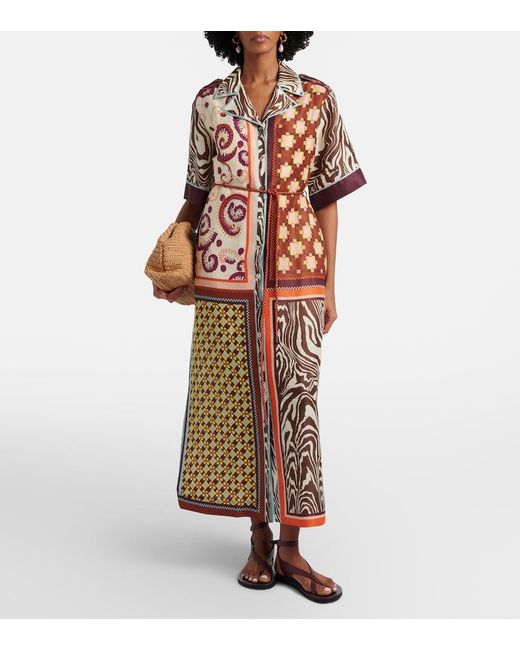 ALÉMAIS Multicolor Wilson Printed Linen And Silk Shirt Dress