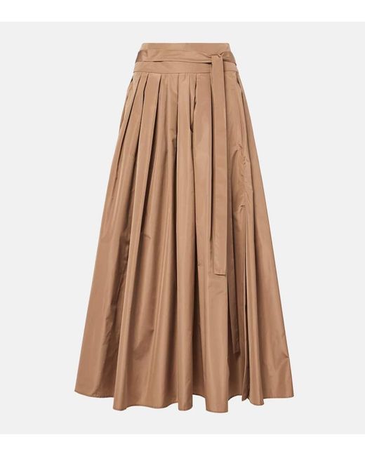 Max Mara Brown Pleated Midi Skirt