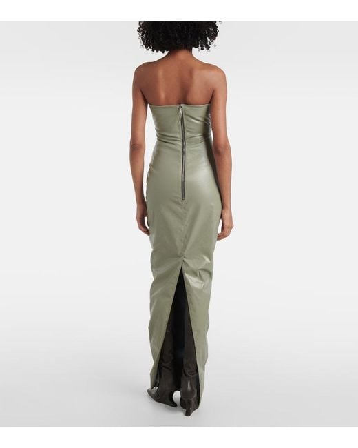 Rick Owens Green Prong Cut-Out Coated Denim Gown